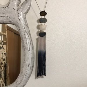 Anthropologie stone and fringe necklace